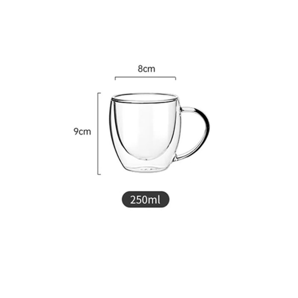 250ml/350ml/450ml dubbellagers glaskopp Transparent kaffekopp 250ml