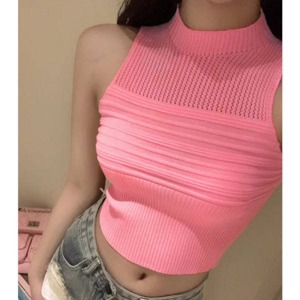 Hul Sexy Topp Strikket Topp CAMEL Camel