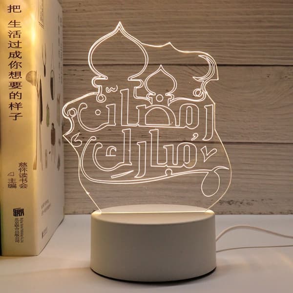 Eid Mubarak Dekor Ramadan Akryl Nattlys 3D LED Lys K