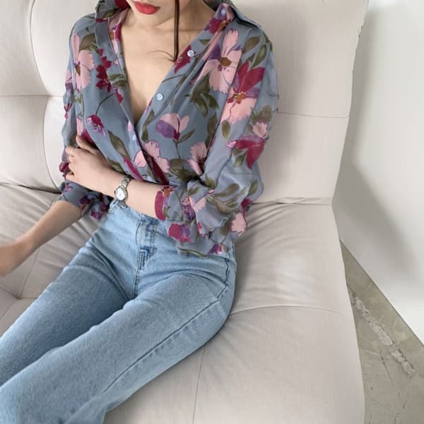 Trykt Cardigan Dameskjorte ROSA S S Pink S-S