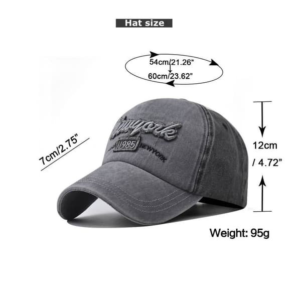 Kirjailtu baseball-lippis, kulunut ja haalistunut, harmaa grey