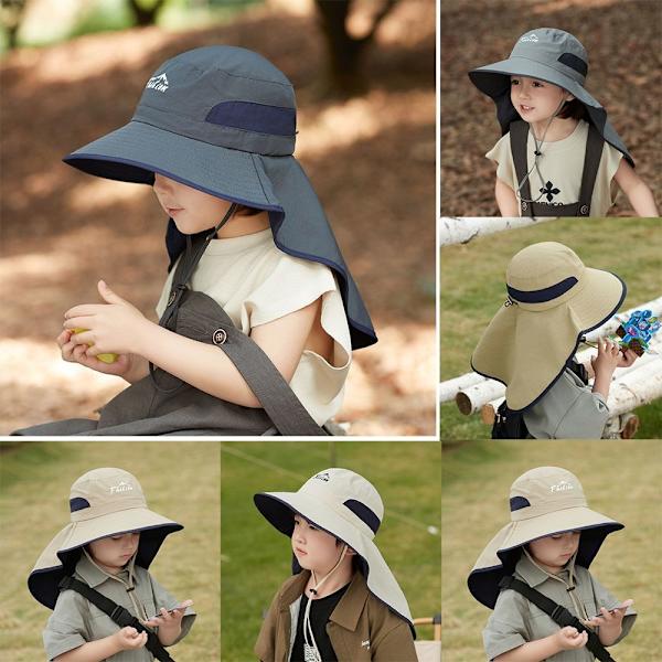 Solskyddad sommarhatt för barn Tunn fiskarhatt för barn khaki