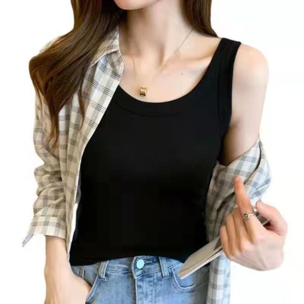 Sort Tanktop Croptop Black
