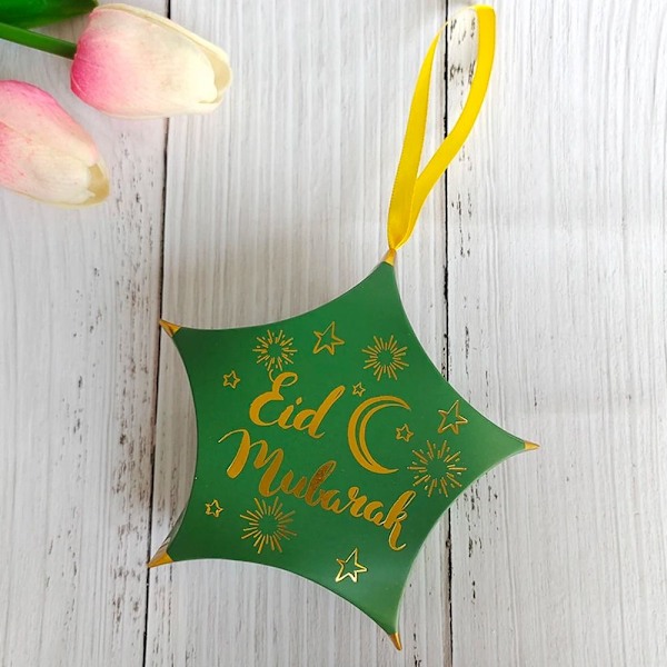 10 st Eid Mubarak Godis- och Chokladaskar Presentförpackning Grön Green