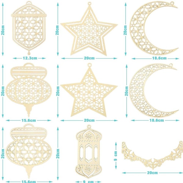 3/10 kpl Mubarak riippuriipus Eid Mubarak Decor C-10 kpl C-10pcs
