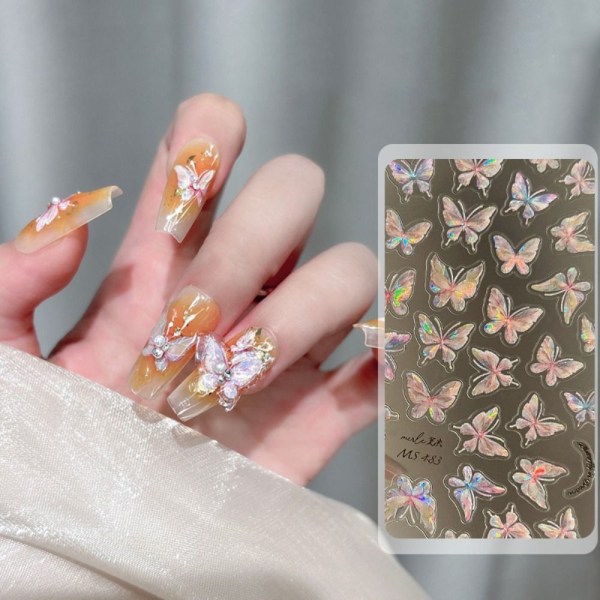 Tredimensjonale Butterfly Nail Stickers Neglelakkdekaler