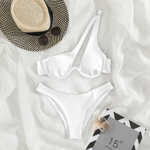 Bikini Badedrakt Split Bikini WHITE-L WHITE-L White-L