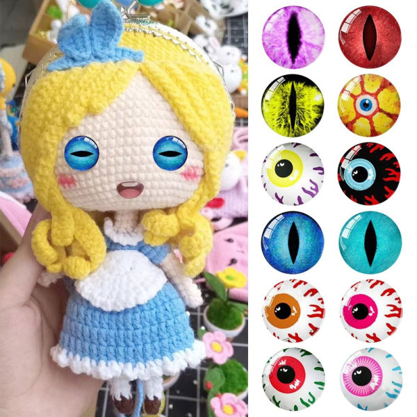 20 stk/10 par Eyes Crafts Eyes Puppet Crystal Eyes 16MM-FARGE 16mm-color random