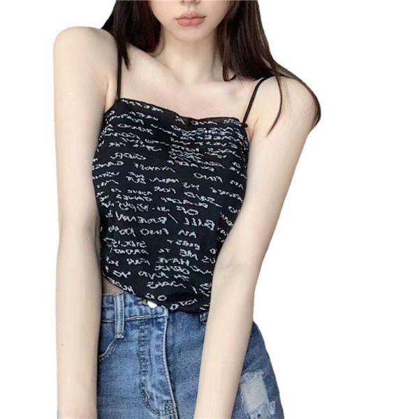 Crop Tops Print Tank Topit MUSTA Black