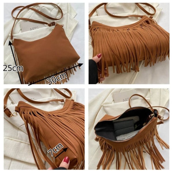 Tassel Crossbody Bag Fringe Skulderveske GRØNN Green