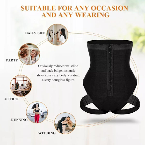 2-in-1 Peach Butt Curvy Tummy Shaper Waist Trainer ja Butt Black L