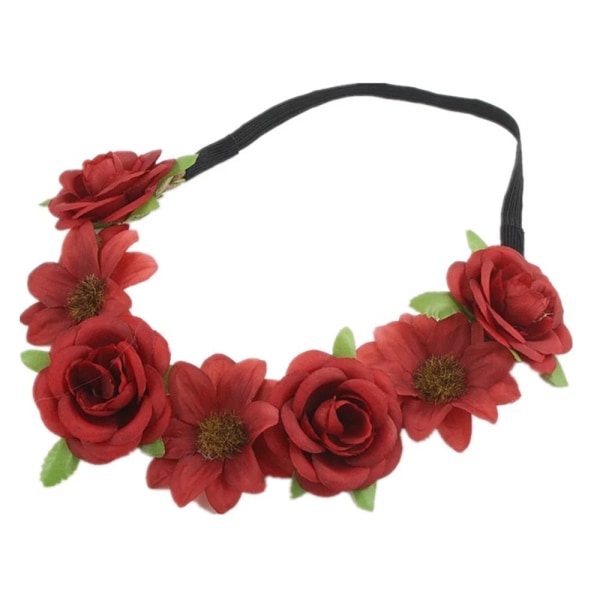 Blommigt pannband Princess Wreath RÖD Red