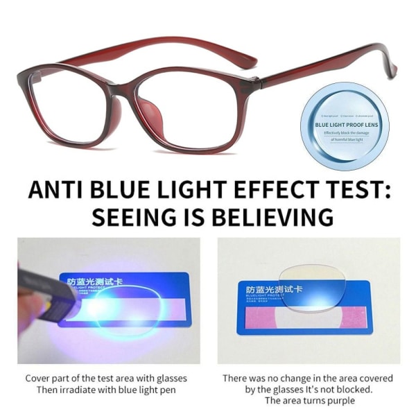 Lesebriller med anti-blått lys Firkantede briller SVART Black Strength 150