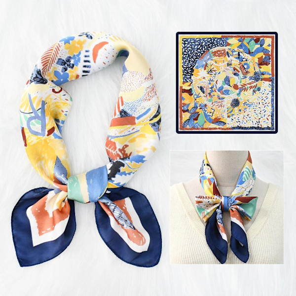 Silk Headscarf Fashionabla scarf BLÅ blue
