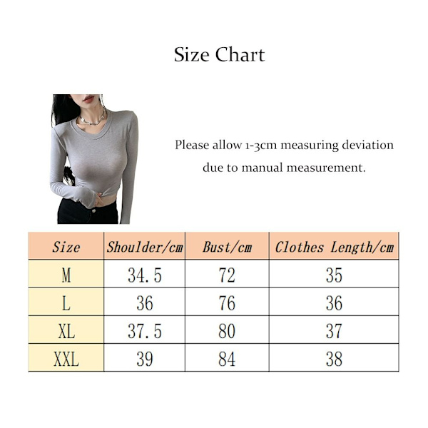 Langærmede Crop Tops T-shirts SORT L Black L