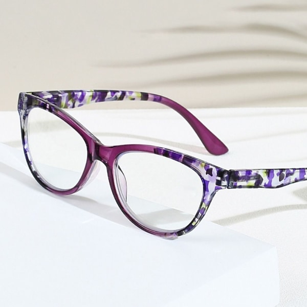 Anti-blått ljus Läsglasögon Fyrkantiga glasögon LILA Purple Strength 350