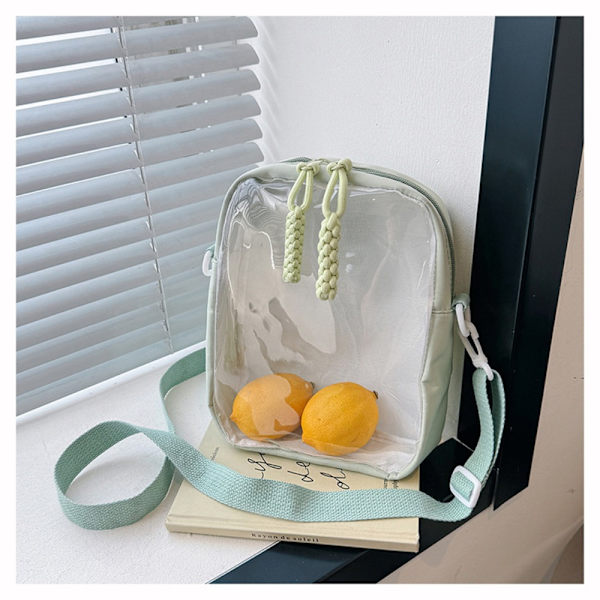 Candy Color Crossbody-väska Transparent ficka VIT White