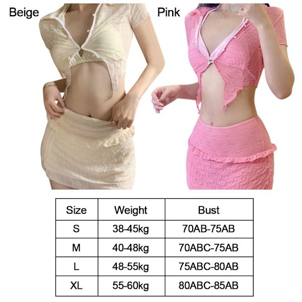 Lace Up Bikinis Set Summer Baddräkt PINK M pink M