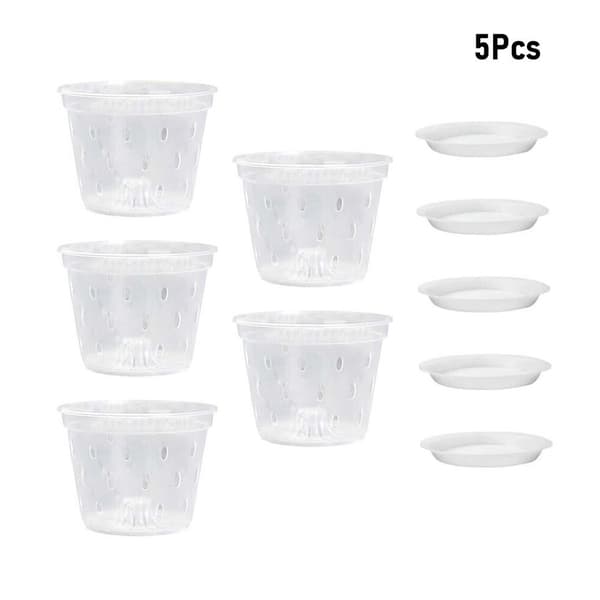 5 st Transparenta orkidékrukor rotkontroll Meshpot kruka orkidé 5Pcs