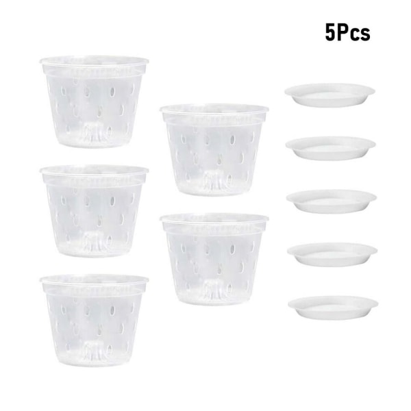 5 stk Gjennomsiktig orkidepotte rotkontroll Meshpot potte orkidé 5Pcs