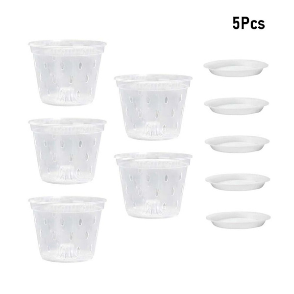 5 Stk Transparent Orchid Pot Rod Control Meshpot Pot Orchid 5Pcs