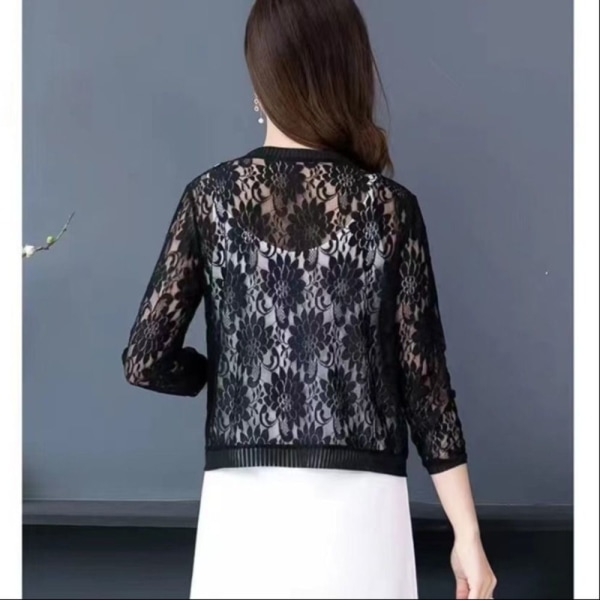 Dame cardigan air-condition skjorte SVART 2XL Black 2XL