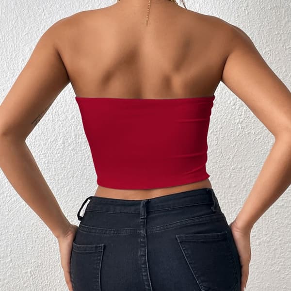 Axelbandslös Crop Tube Top Basic Bröstomslag VIT M white M
