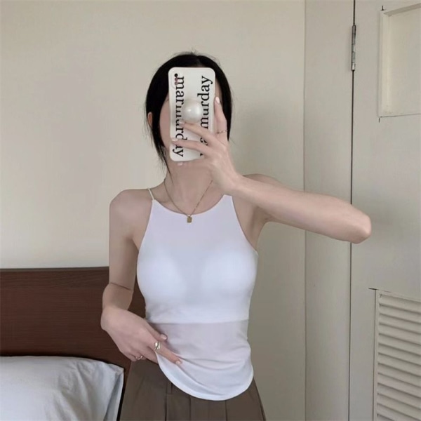 Vadderad Camisole Axelväst VIT White