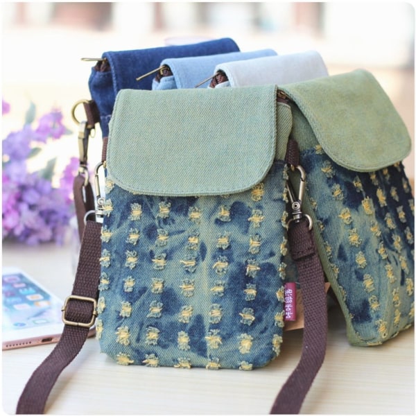 Denim skulder crossbody taske Mobiltelefon taske 4 4 4