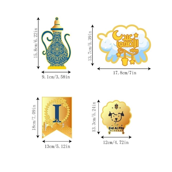 EID Mubarak flagga drar ramadan dekorationsflagga 4 4 4