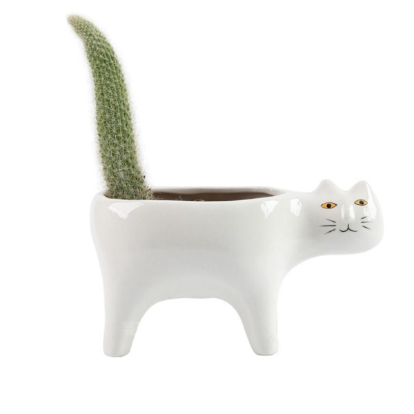 Katteformet potte Kattehale blomsterpotte HVID White