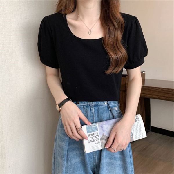 Slim Fit Lyhythihainen Puff Sleeve T-paita PUNAINEN L red L