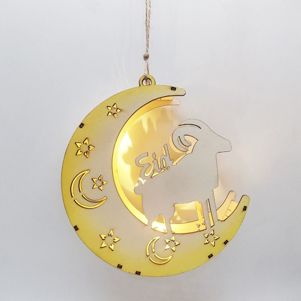 Eid Mubarak Moon Lamp Hängande Lykta Pendel Trä E E