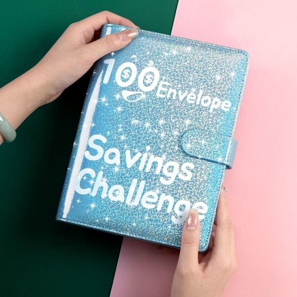 100 Days Savings Challenge Spara utmaning Binder BLÅ Blue