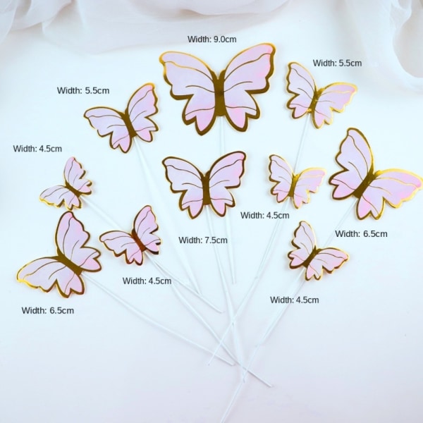 10 kpl Paperi Butterfly-jälkiruokapöytäkoristelu PINK 02 02 Pink 02-02