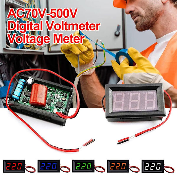 Digital Voltmeter Spänningsmätare Volt Instrument Verktyg RÖD Red