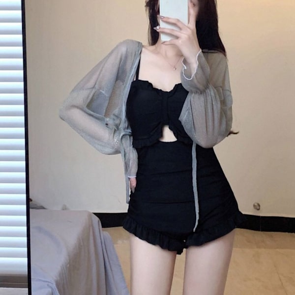 One Piece Skirt Badedragt Todelt sæt Badedragt SORT L Black L
