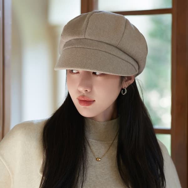 Koreansk Version Höst Vinter Ny Hatt Ull Solid Färg Keps 02 02
