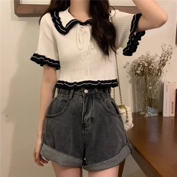 Crop Top Dame Top SORT Black