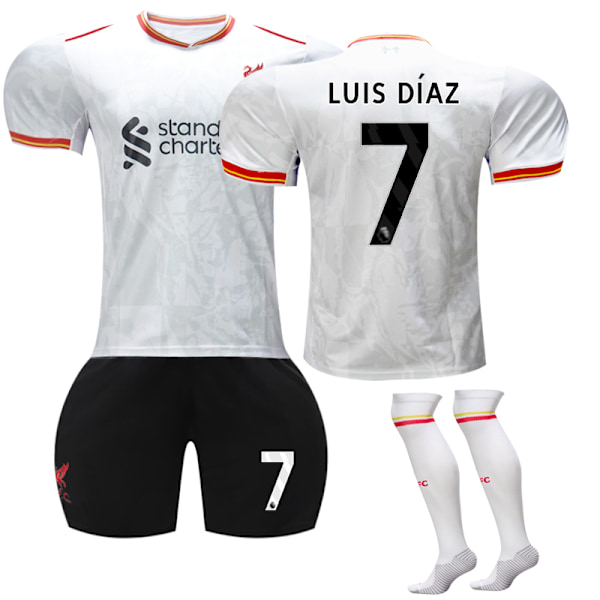 2024-2025 Liverpool Away Kids Football Shirt Kit With Socks No.7 Luis Diaz 22