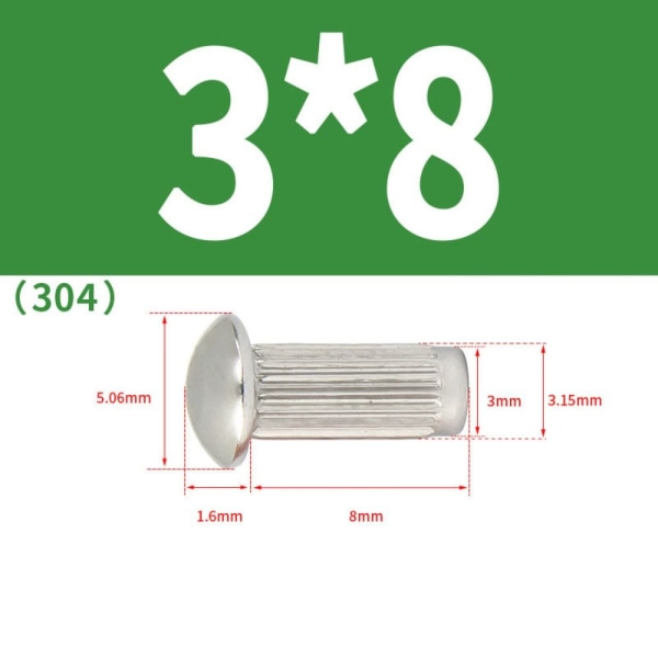 200 stk solide nagler riflede skafter for festing av nagling 200PCS