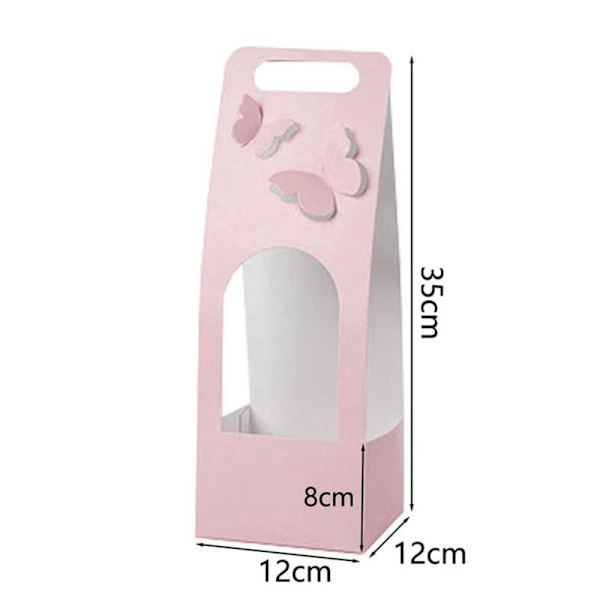 Sammenfoldelig Blomsterkasse Buket Indpakningsboks PINK REKTANGULÆR Pink Rectangular-Rectangular