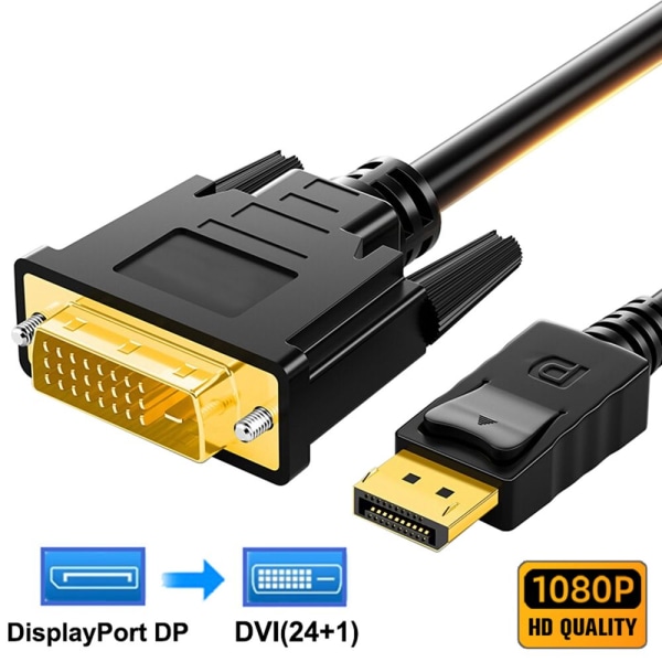DP til DVI 24+1-kabel DisplayPort-adapter 1.8m