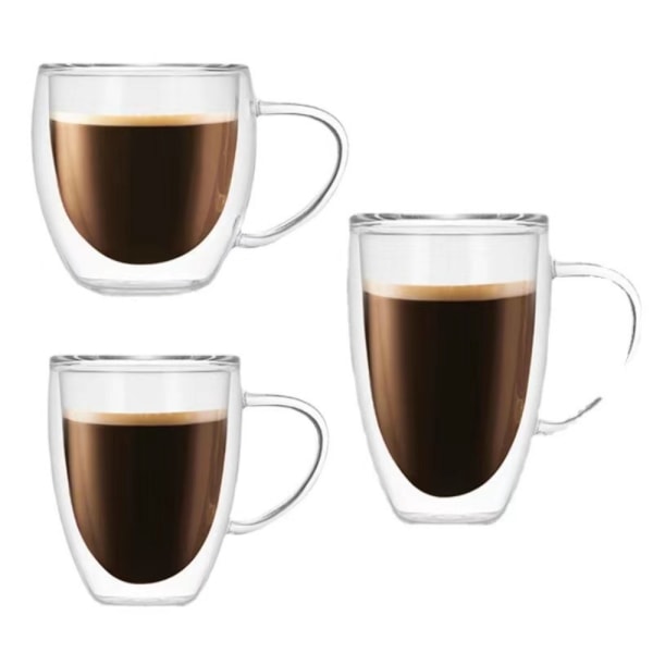 250ml/350ml/450ml dubbellagers glaskopp Transparent kaffekopp 350ml