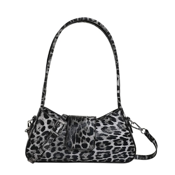 Leopard Handväska Läder Clutchväska SVART black