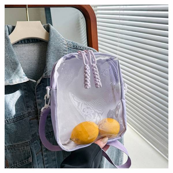 Candy Color Crossbody-väska Transparent ficka VIT White