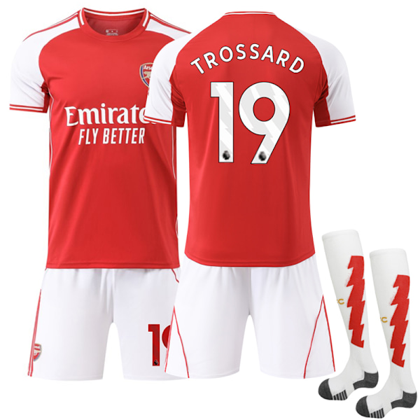 Arsenal kotipaita lasten jalkapallosetti sukkineen kaudelle 2025-2026, nro 19 Trossard 28