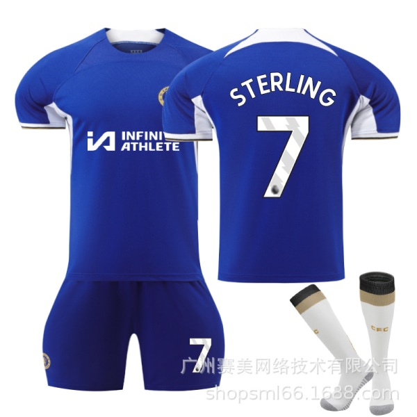 2023-2024 Chelsea Home Fotballdrakt for barn nr. 7 Sterling 18