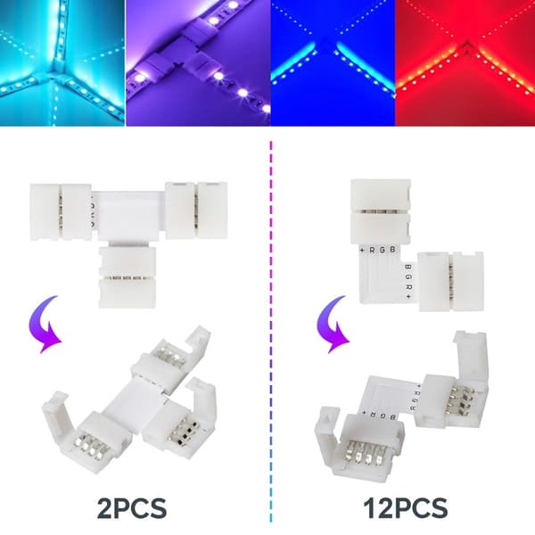 4-pin LED Strip Connector Kit Lødeløse Tilbehør DIY