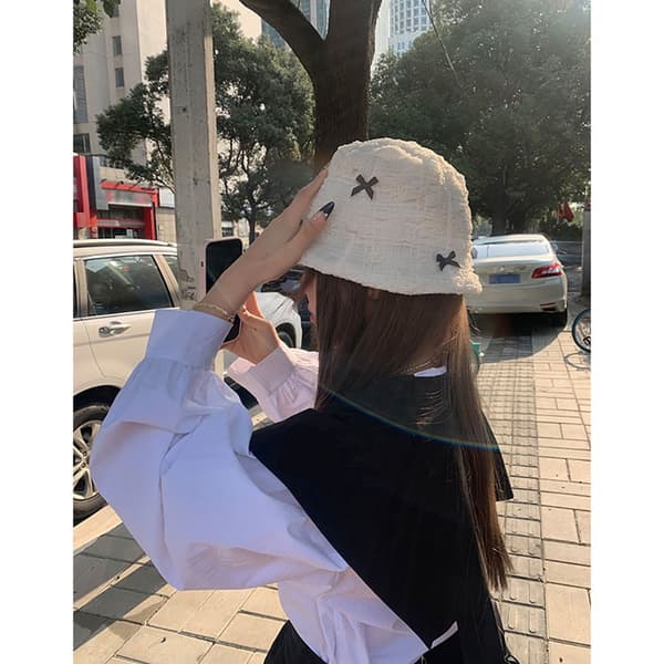 Bow Hat Bow Knot Strandhat HVID White
